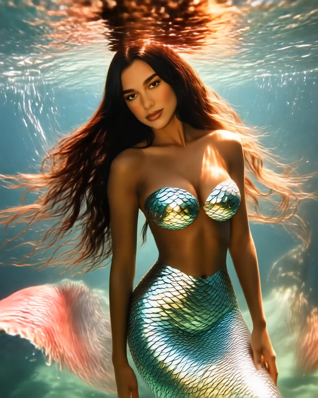After Mermaid AI filter - trending TikTok mermaid transformation result