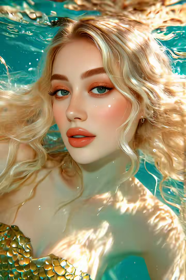 Final Mermaid AI result - stunning TikTok viral mermaid transformation